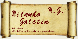Milanko Galetin vizit kartica